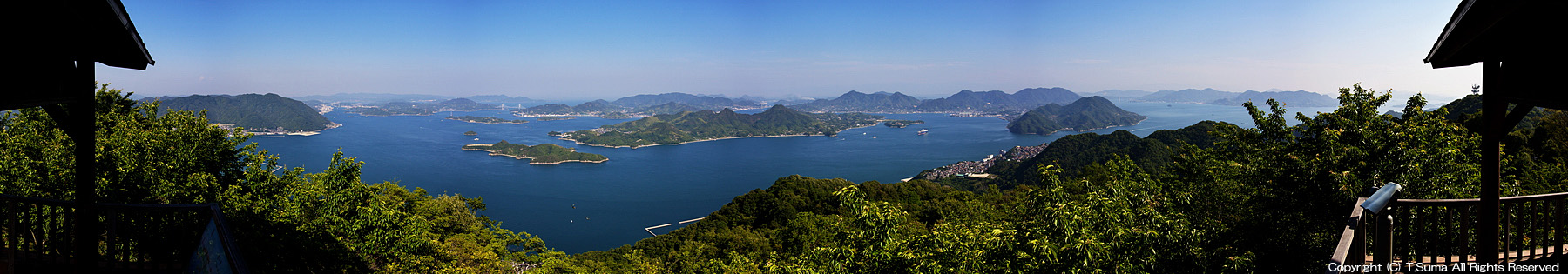 竜王山からのパノラマ風景写真 広島県三原市
